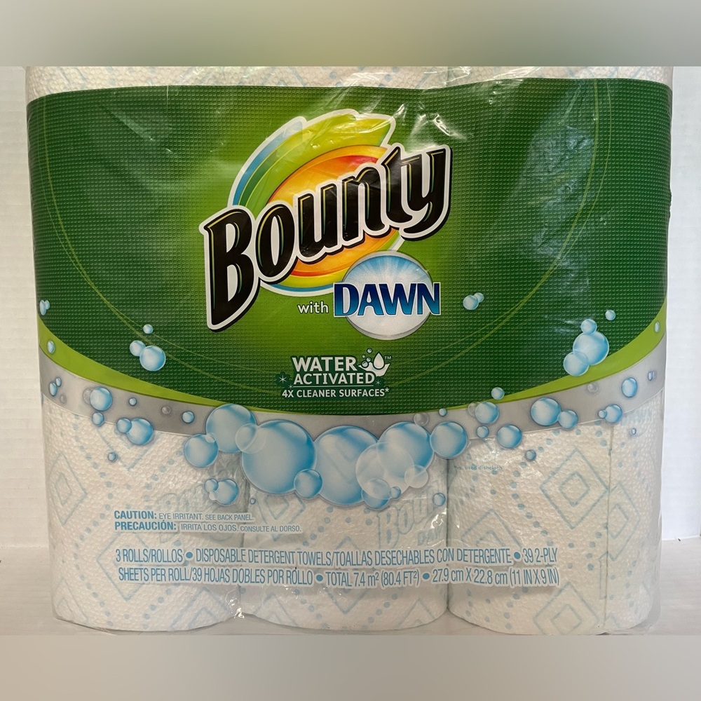 Bounty with Dawn Paper Towel water activated 3 rolls, 2-ply. Discontinued